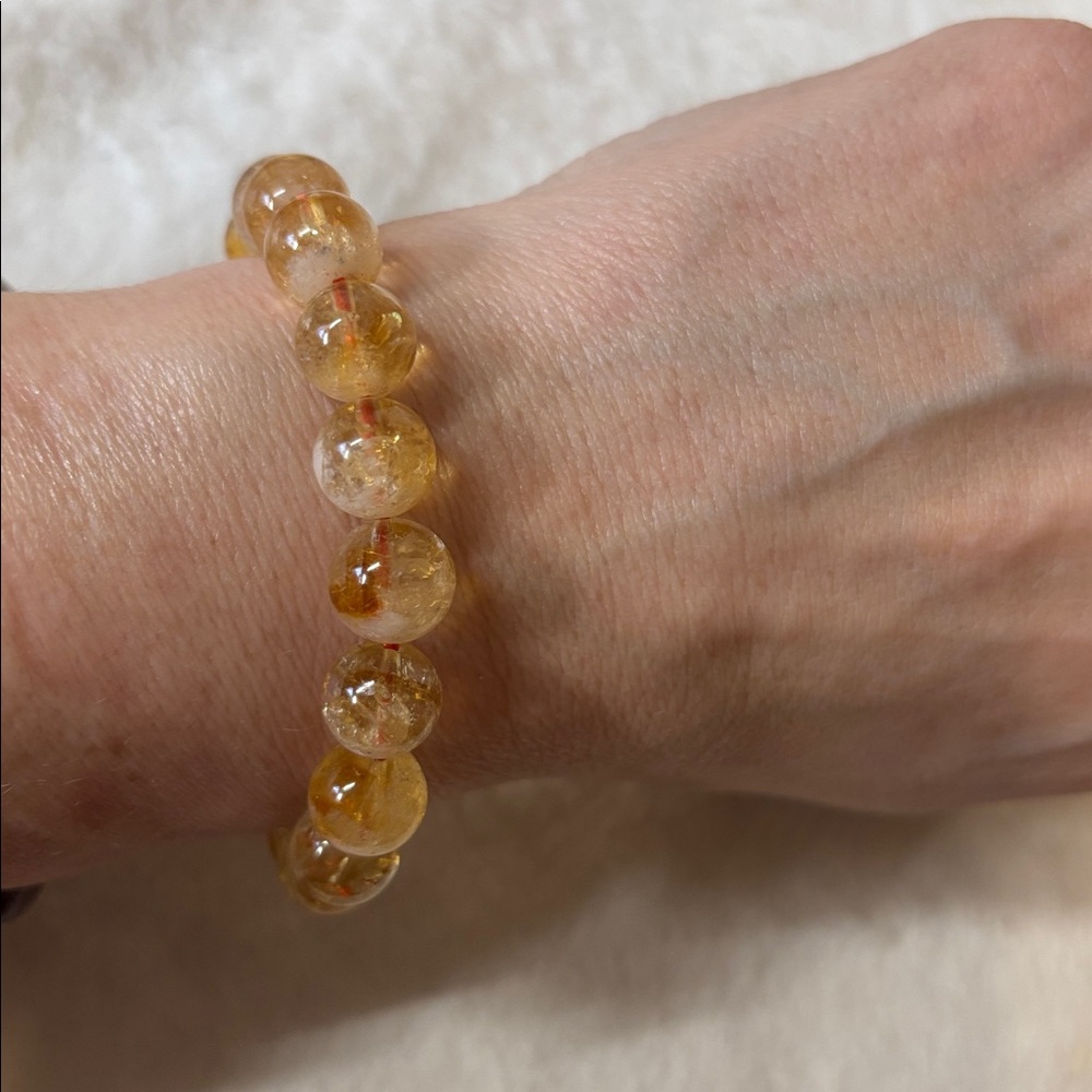 10mm High Quality Genuine Citrine Gemstone Bracelet - Picture 3 of 4